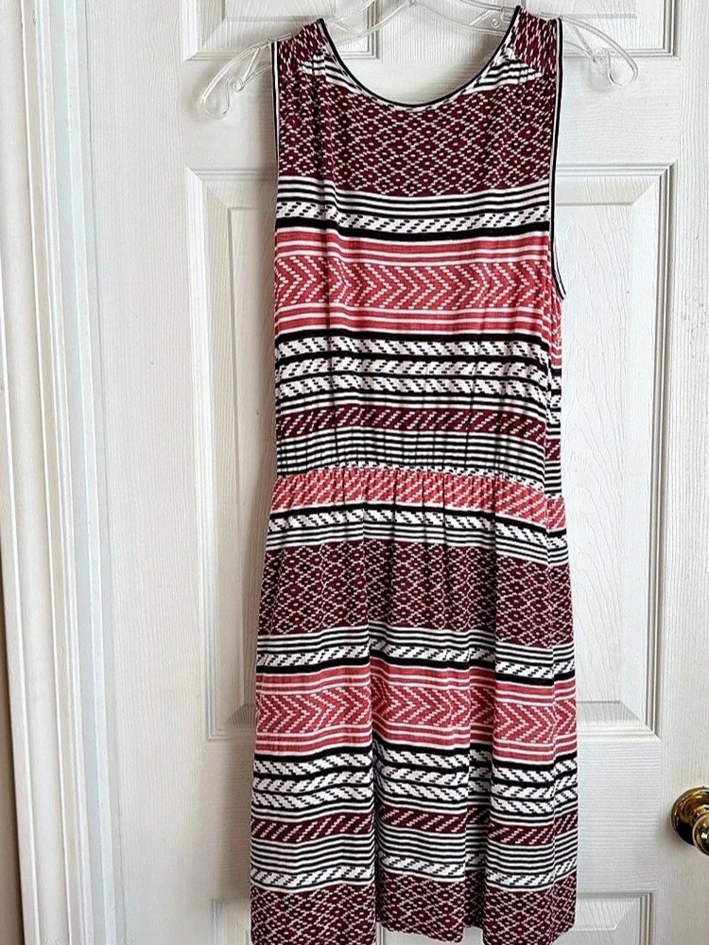 Geometric Midi Dress in Red & Black Like New